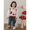 Youyou Girls' Polka Dot Mushroom Embroidered Jeans