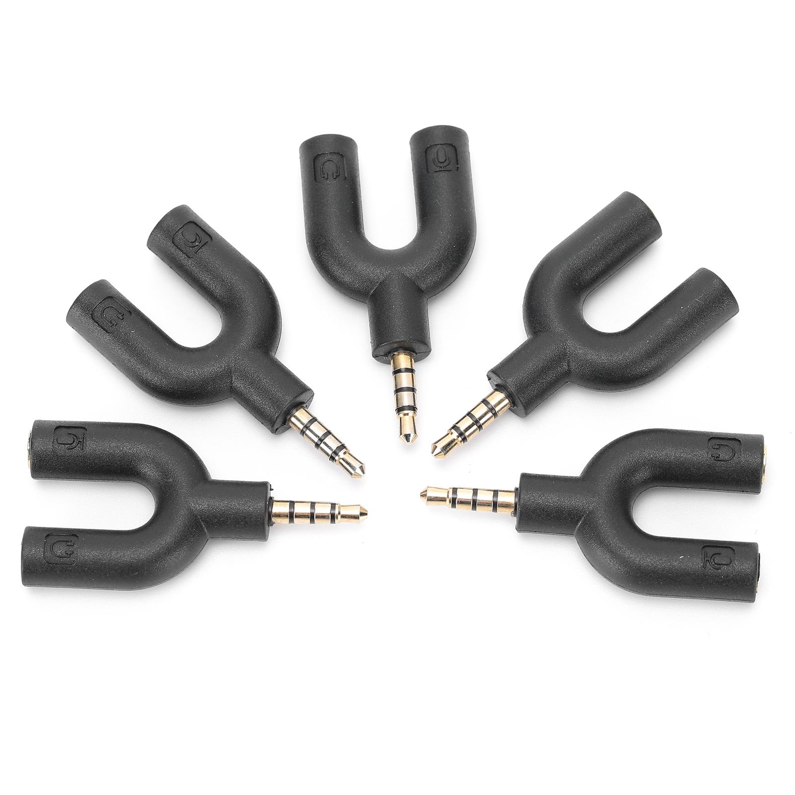 

5Pcs U Type Adapter Headphone Microphone Splitter o Cable Distributor Rotary Plug Connector