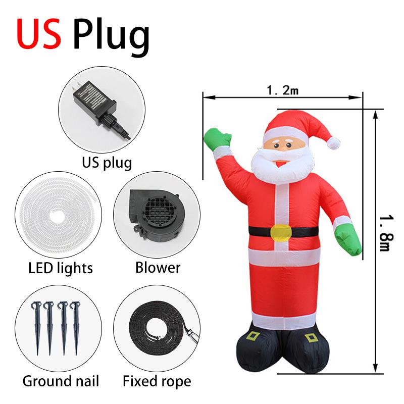 1.2-3m Outdoor Christmas Inflatable Gas Mold With Led Light Santa Claus Wave Restaurant And Mall Welcome Decoration New Year