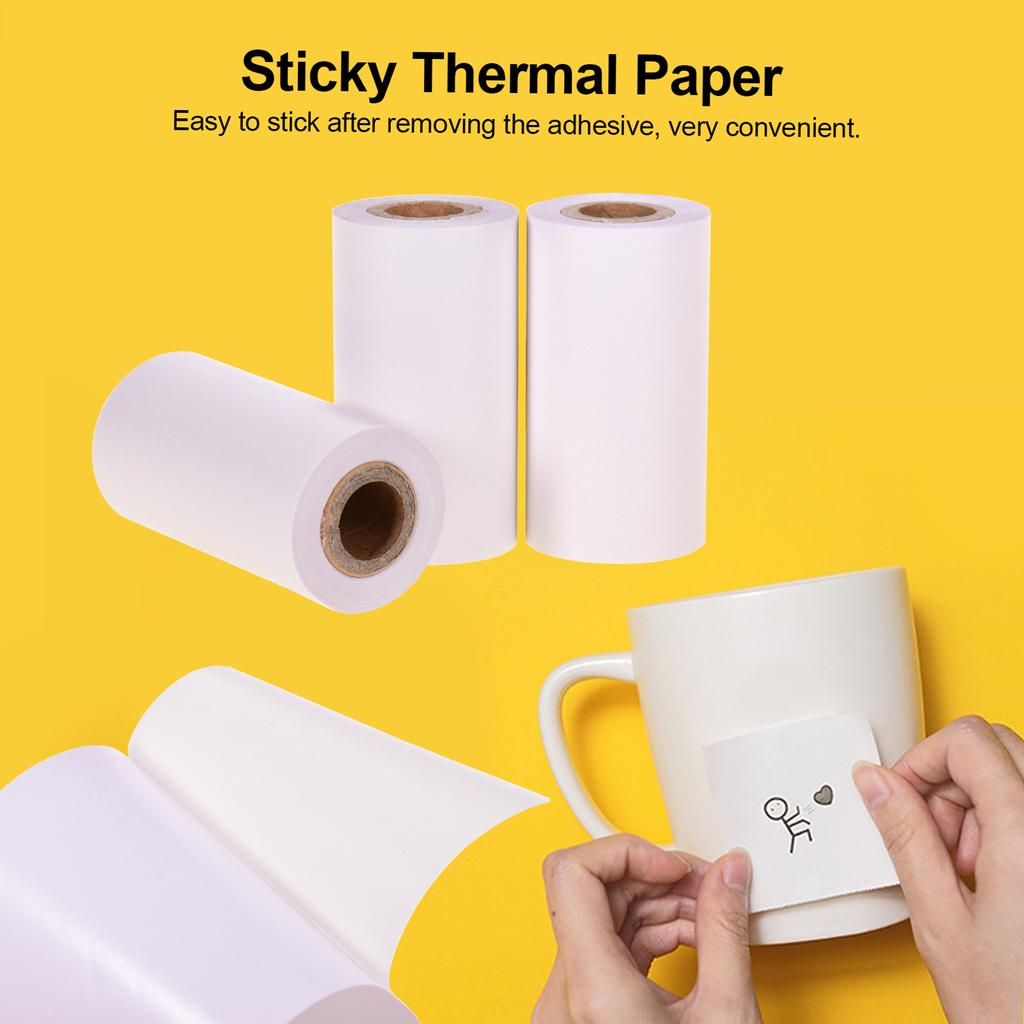 Poooli White Blank Sticky Thermal Paper Long Lasting 5 Years Paper Roll BPA Free 57*30mm(2.17*1.18in) 3 Rolls