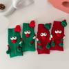 Unisex Couple 3D Santa Hat Dolls Christmas Middle Tube Socks with Magnetic Embellishments for Gifting and Celebrating