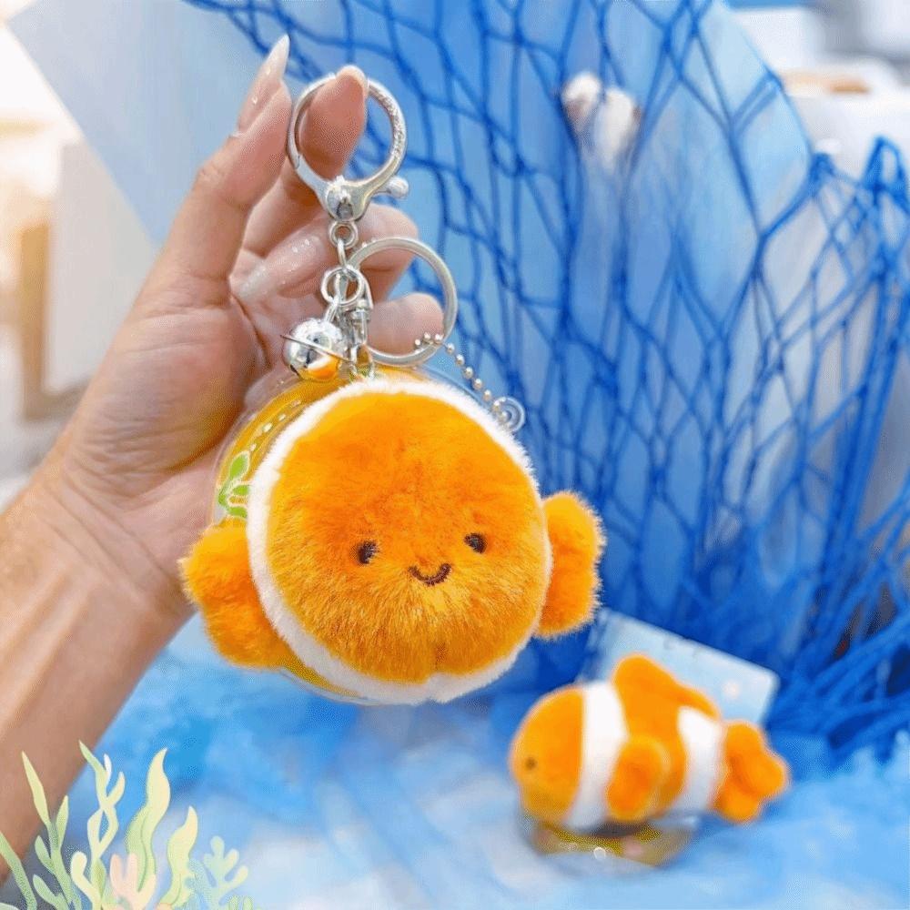 Kawaii Fluffy Sea Turtle Keyring Seahorse Dolphin Plush Doll  Home Decor