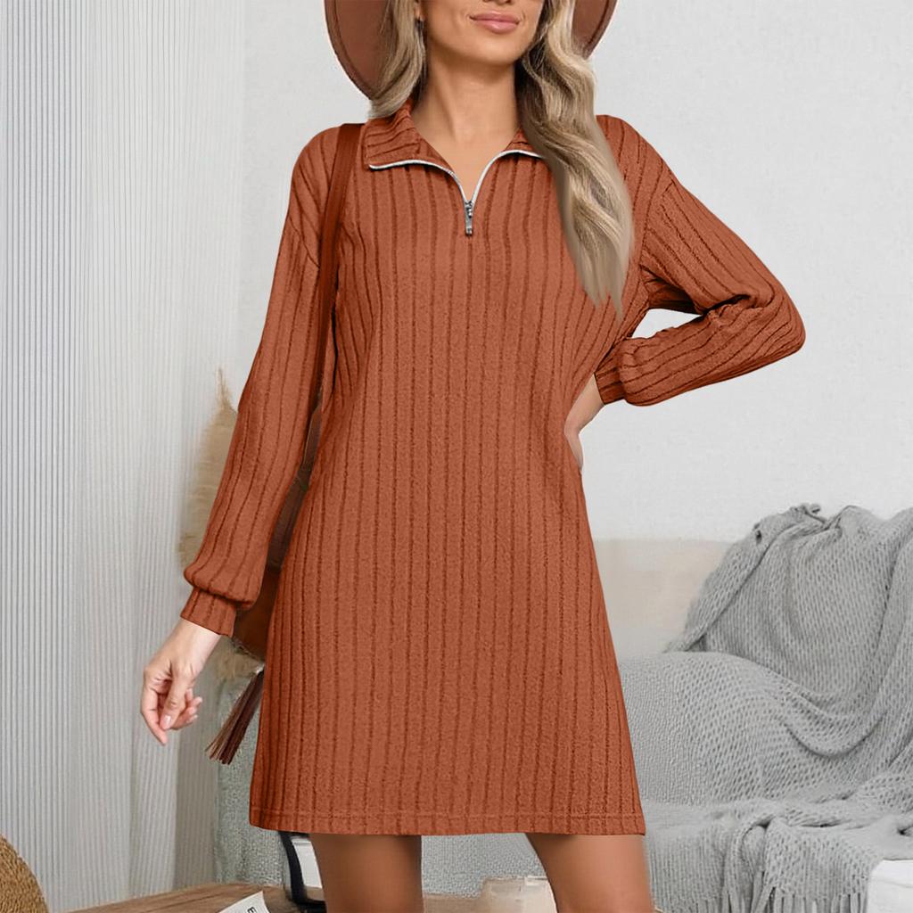 Women's Fashionable Long-sleeved Straight-leg Loose Base Dress
