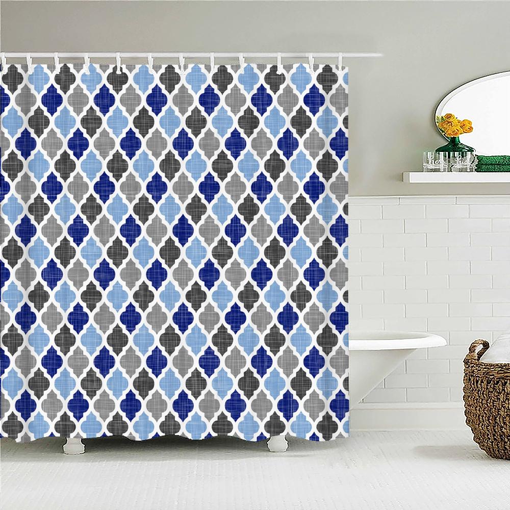 Geometrisches Muster Druck Duschvorhang Badezimmer 3D Wasserdicht Stoff Duschvorhänge Groß 180X200cm Für Badezimmer Vorhang