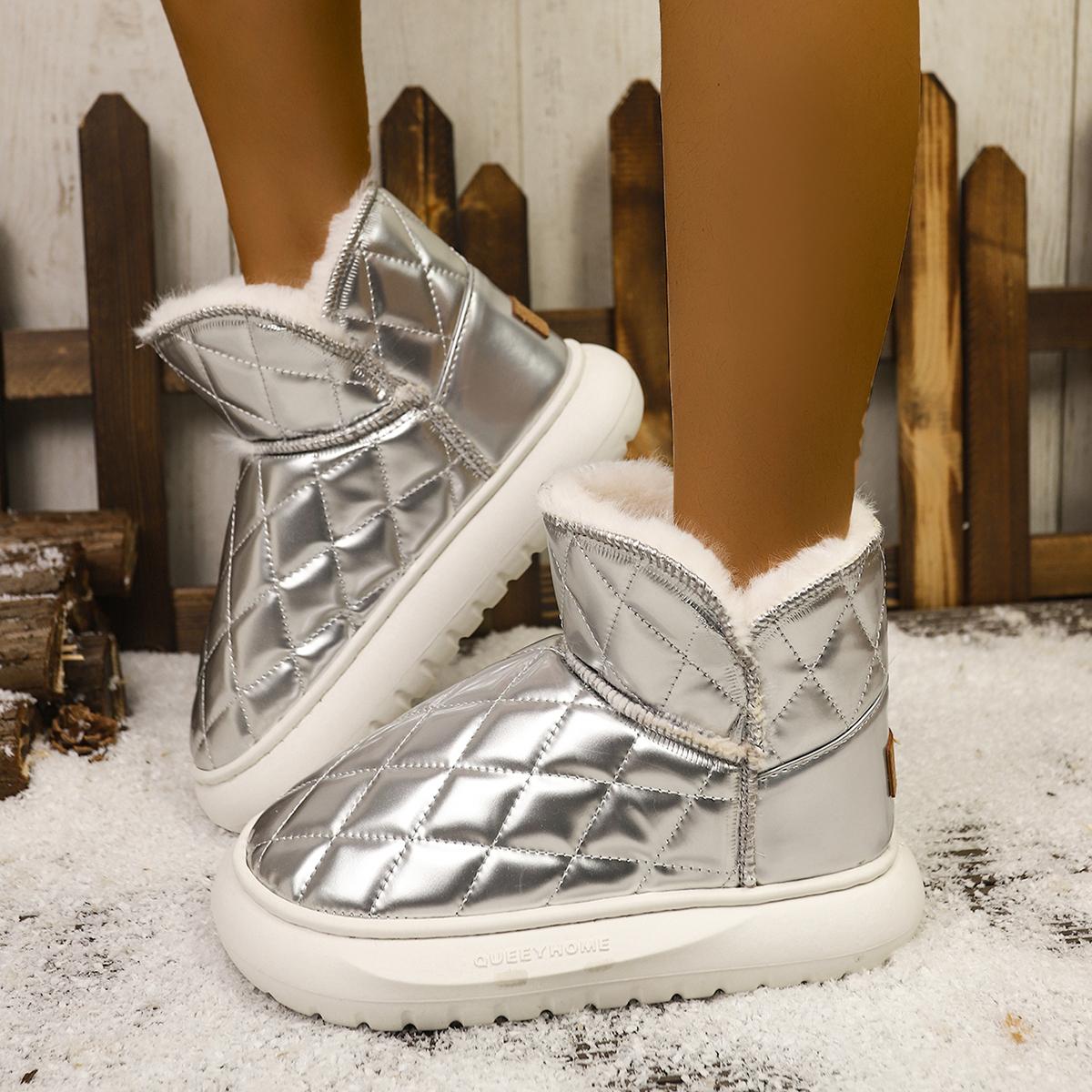 

Женские ботинки 2024 года, новые зимние теплые плюшевые зимние ботинки, женская повседневная модная удобная обувь на платформе для женщин Botas De Mujer 36 серебряный