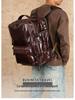 Men's Genuine Leather Expandable Large Capacity Shoulder Backpack for Business Travel