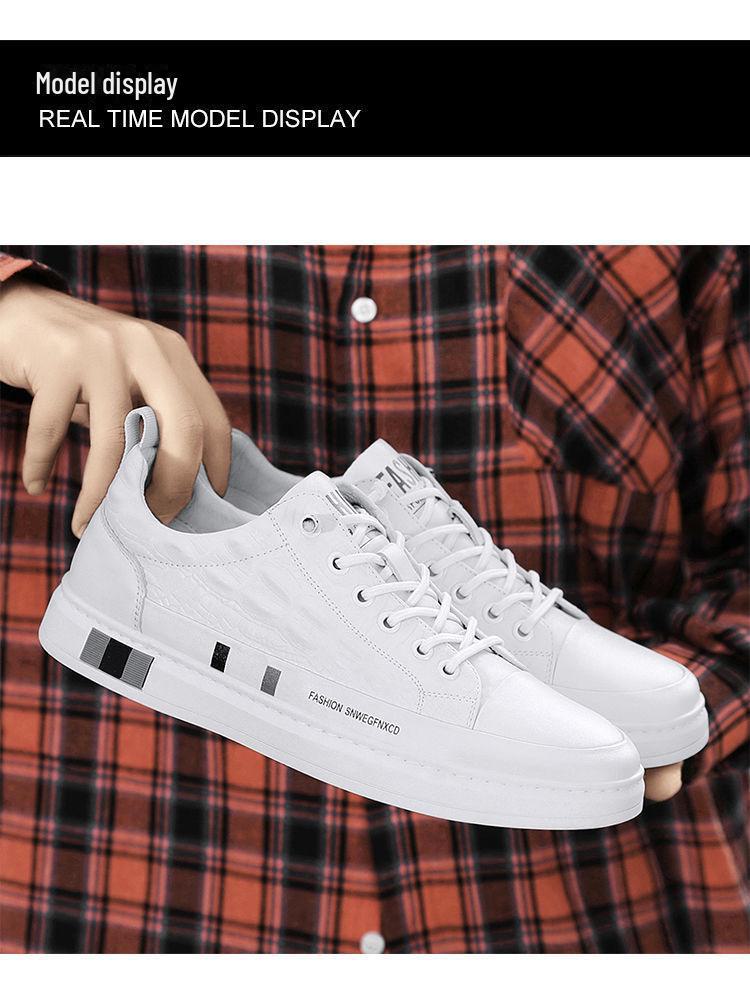 2024 Men's Korean Style Leather Casual Flat Shoes - Trendy Solid Color Soft Sole Board Shoes for Students