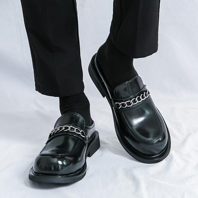Nowe Męskie Skórzane Buty Casualowe Modne Wsuwane Okrągły Nosek Buty Biznesowe Gruba Podeszwa Luksusowa Marka Outdoor Ślub Mokasyny