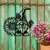 Rustic Metal Gnome Sunflower Welcome Sign, Charming Garden Decor Durable Outdoor Accent Wall Hanging for Halloween Christmas New Year Gift