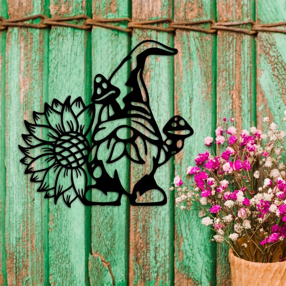 Rustic Metal Gnome Sunflower Welcome Sign, Charming Garden Decor Durable Outdoor Accent Wall Hanging for Halloween Christmas New Year Gift