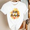 Fashion Womens Pumpkin Spice Coffee Thanksgiving Halloween Casual Crew Neck Short Sleeve Tshirt Women  T Shirt