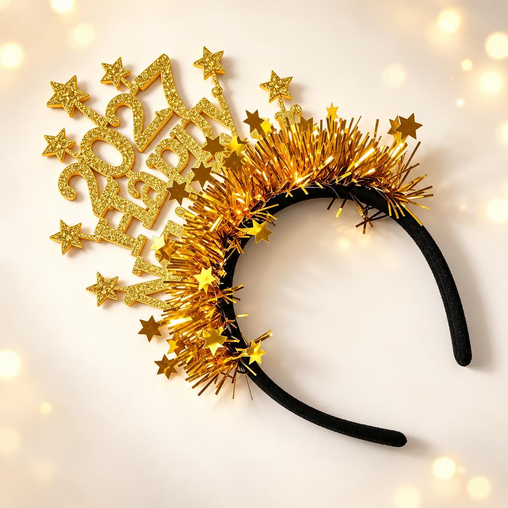 Party Photo Prop Dimensional Kids Party Headband Happy New Year Headband Black Fabric-Covered Stage Performance Headband