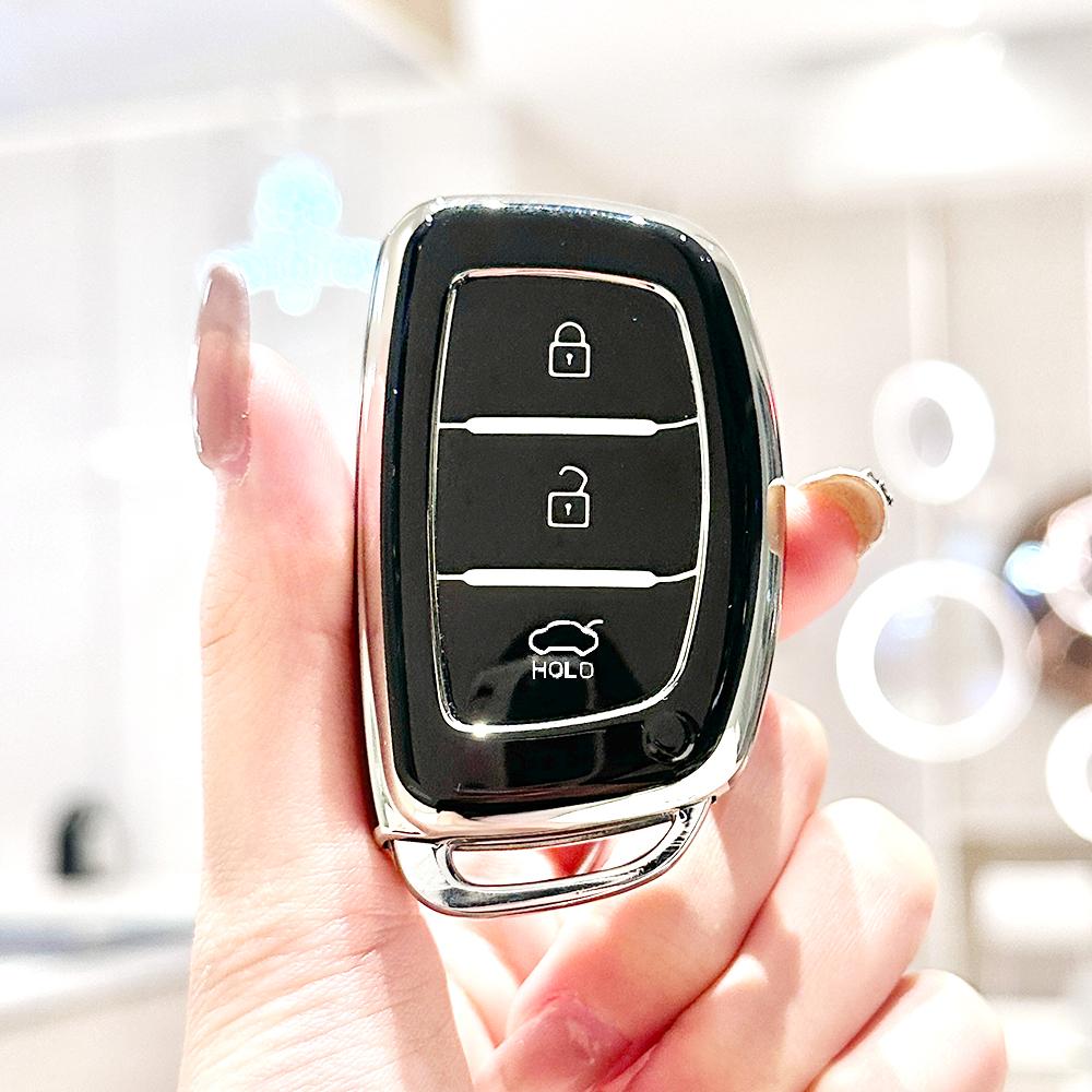 3 Buttons Shell For Hyundai Santa Fe Ix35 Ix25 I10 I30 I40 Rena Sonata Elantra Creta Tucson Fob Holder Tpu Car Key Case Cover