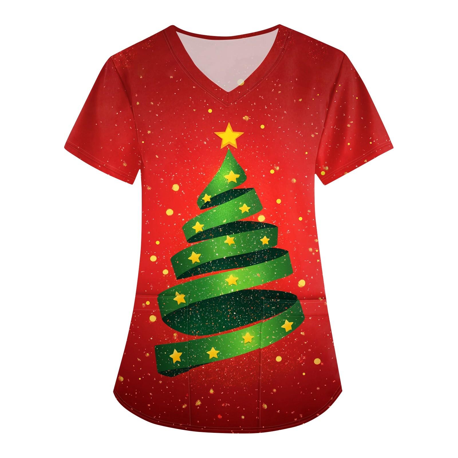 

Женский модный комбинезон с короткими рукавами и V-образным вырезом, с карманами и рождественским принтом XL арбуз красный