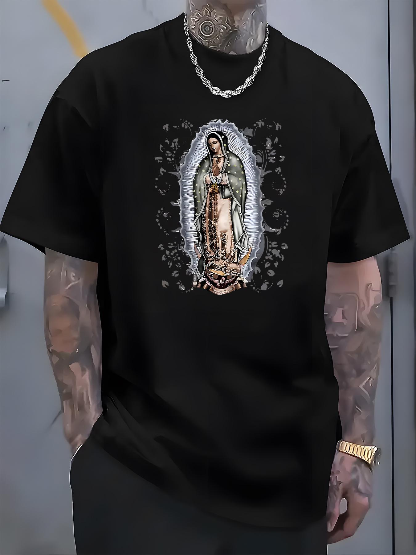 

Holy Maiden Graphic Printed Men s Luxury Cotton Short Sleeved T-shirt Summer Unisex Men s and Women s Casual Loose Trendy 4XL