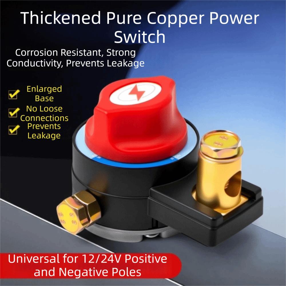 12V 24V Car Battery Disconnect Switch Leakage Protection Rotate Disconnect Truck Battery Disconnect Switch Pure Copper