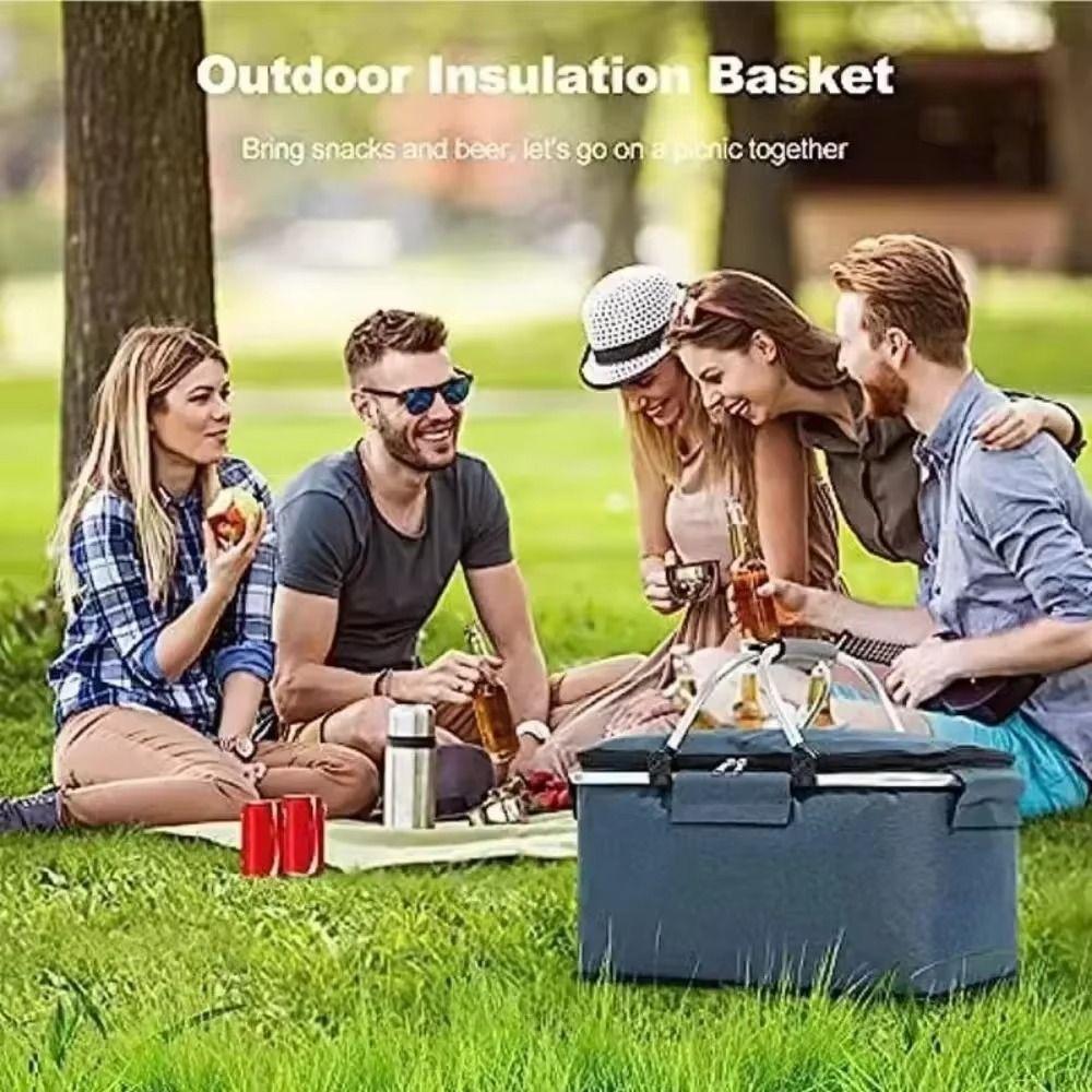 

Large-capacity Outdoor Picnic Bag Handheld Camping Insulated Bags Portable Travel Thermal Bag Home синій