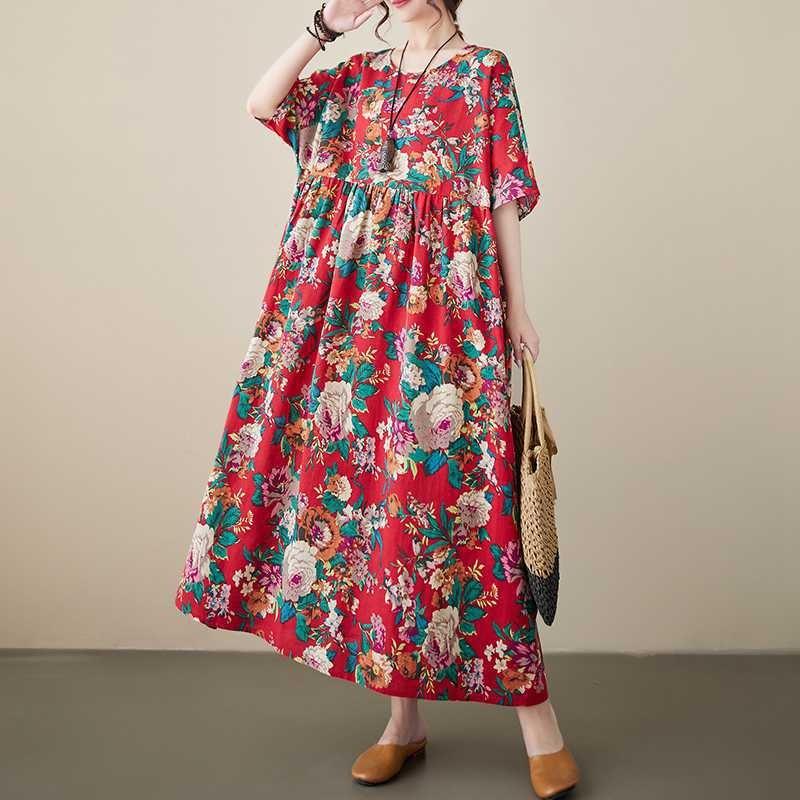 Summer Literary Plus Size Plus Flower Bohemian Skirt
