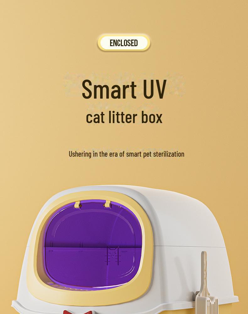 Extra Large UV-Lit Enclosed Cat Litter Box with Scoop