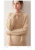 2025 Women's High-Neck Cable Knit Cashmere Sweater - Loose, Versatile Half-Zip Jumper for Autumn/Winter