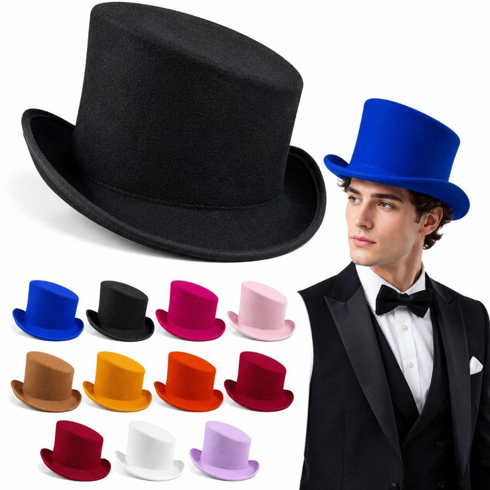 Windproof Slanted Top Hat Warm Slanted Magician's Hat Fashion Fedora Hat Autumn Winter