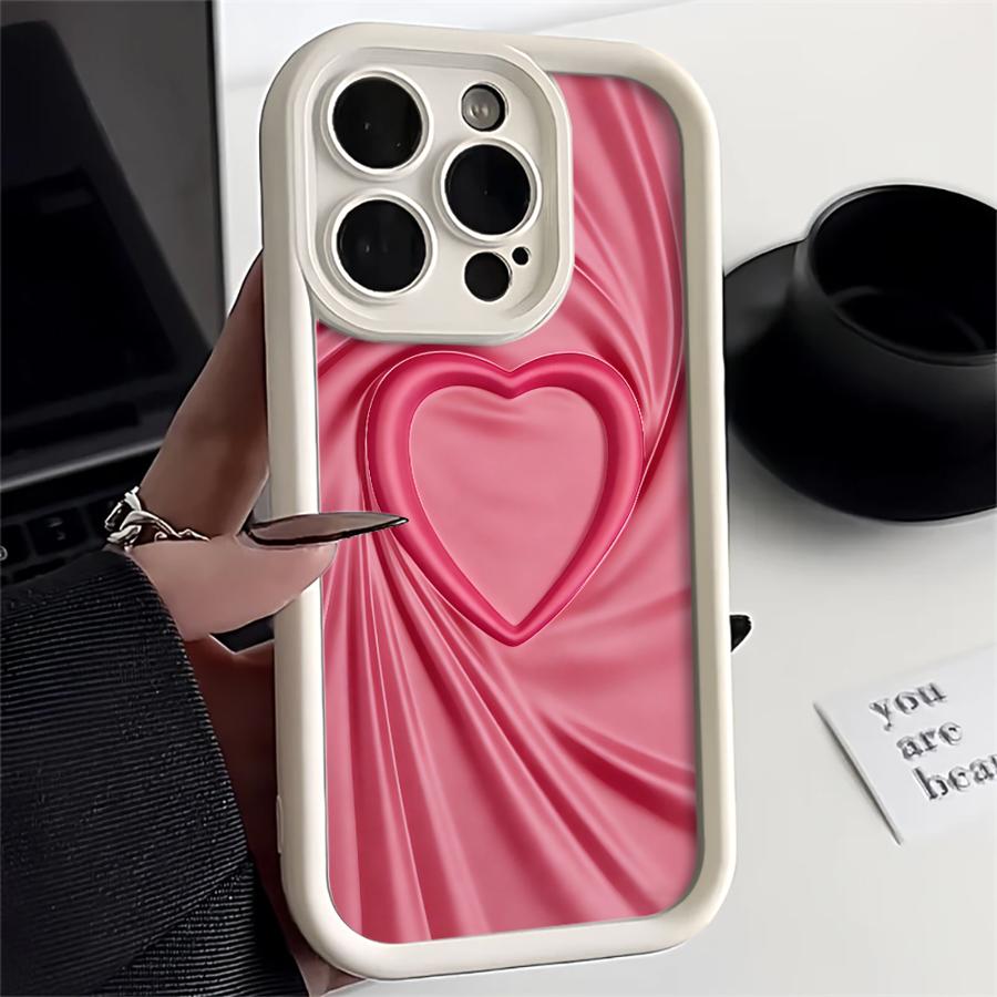 Phone Cover Case for iPhone 17 Pro Max 11 15 Plus 13 17e 12 Pro 14 Air 16 Pink Simple Heart