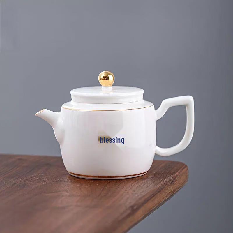 Shangqi Ceramic Gongfu Tea Set with Gold Rim Teacups