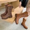 Fashion Women Flats Mid Calf Chelsea Boots Winter Fashion Platform Shoes 2024 Designer Trend Dress Goth Boots Cozy Walking Zapatos Mujer