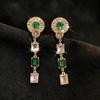 European and American Vintage Silver Rhinestone Tassel Stud Earrings with Geometric Design