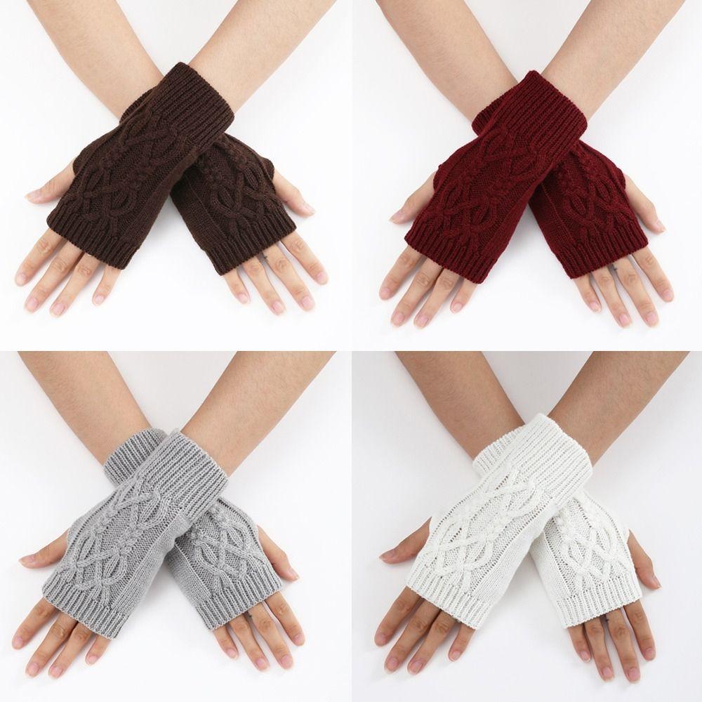 Solid Color Half Finger Gloves Soft Fingerless Gloves Fashion Half Finger Mitten  Unisex