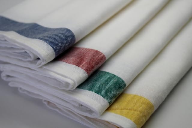 Made In Linen Blend Glass 40 X Professional Commercial Use Japan, Towel, 50% Cotton, 50% Linen, 70, Use, [10 Pieces] (yellow Border)