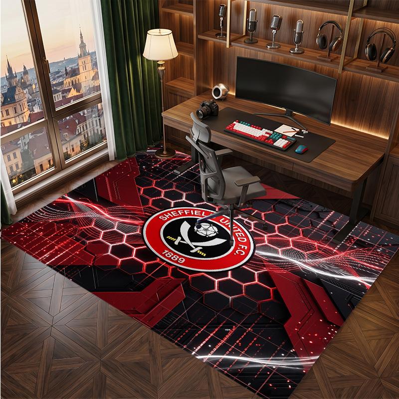 Sheffield United Football Print Crystal Velvet Rug, Comfortable Water Absorbent Non Slip Indoor Floor Carpet