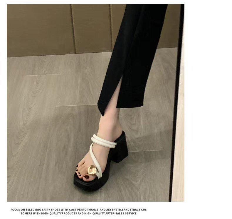 Damen Sandalen mit klobigem Absatz und Plateau, 2025 Neue Zwei-Wege Sommer-Strand-Slipper mit Zehensteg-Design.