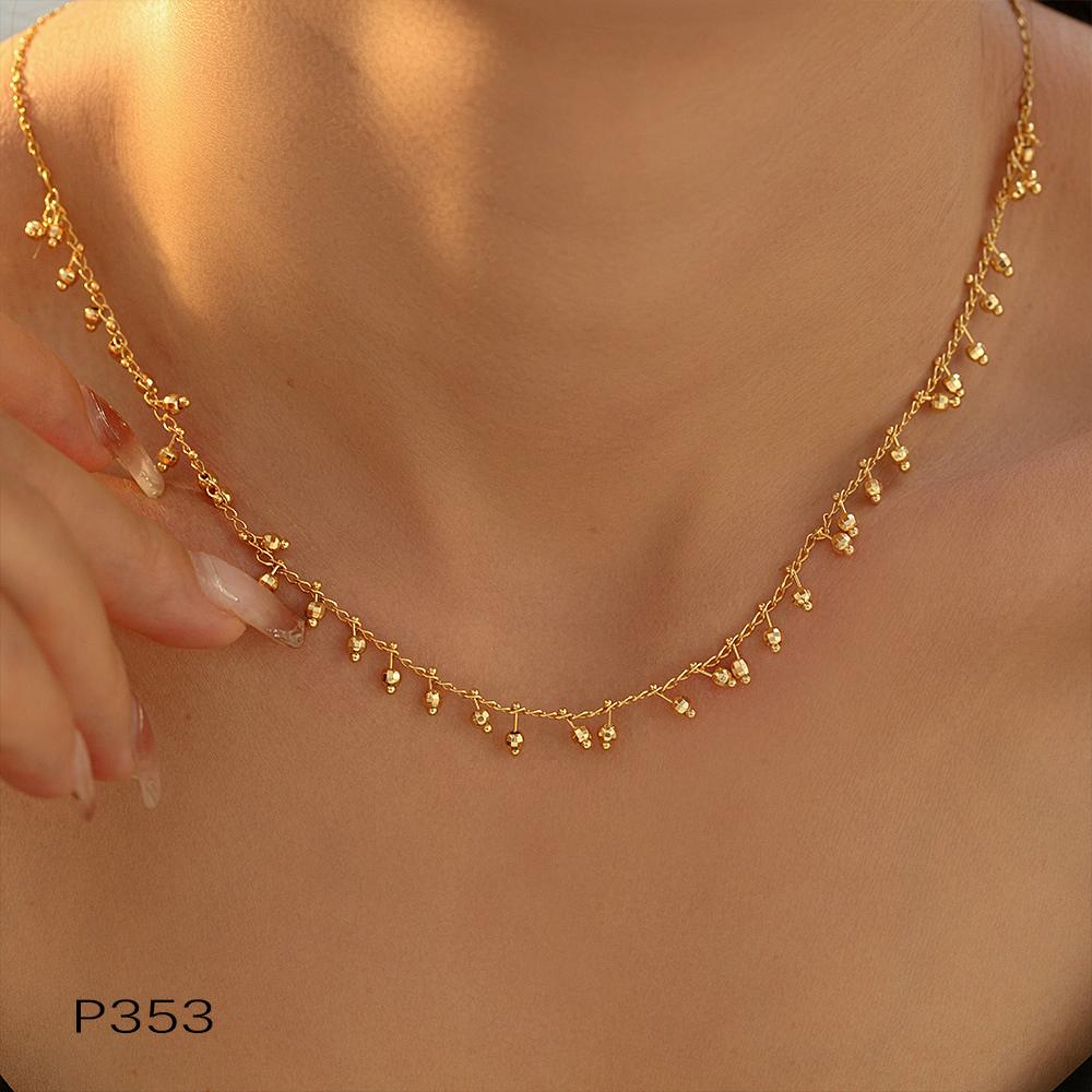 Multi Small Pendant Tassel Necklace For Women Stainless Steel 18K Gold Plated No Tarnish Bohemia Women's Neck Chain Necklaces