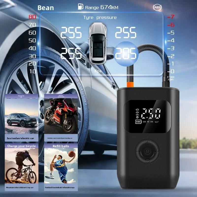 Compresor de aire portátil para coche bomba infladora eléctrica inalámbrica con pantalla digital
