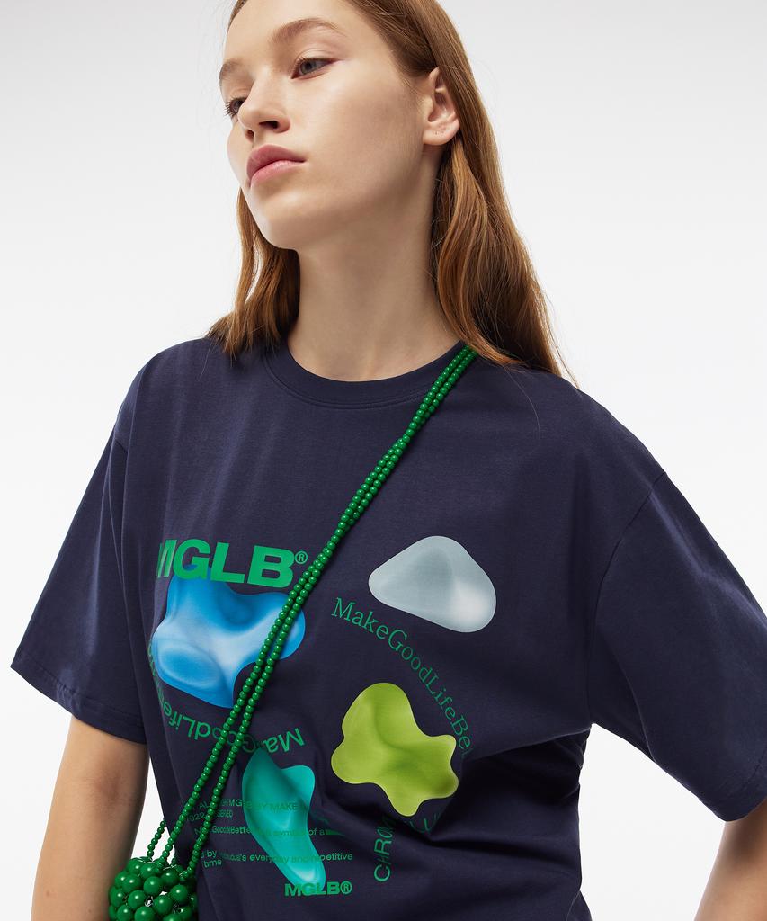 MATCHGLOBE Fluid Graphic Boxy Tee (Navy)