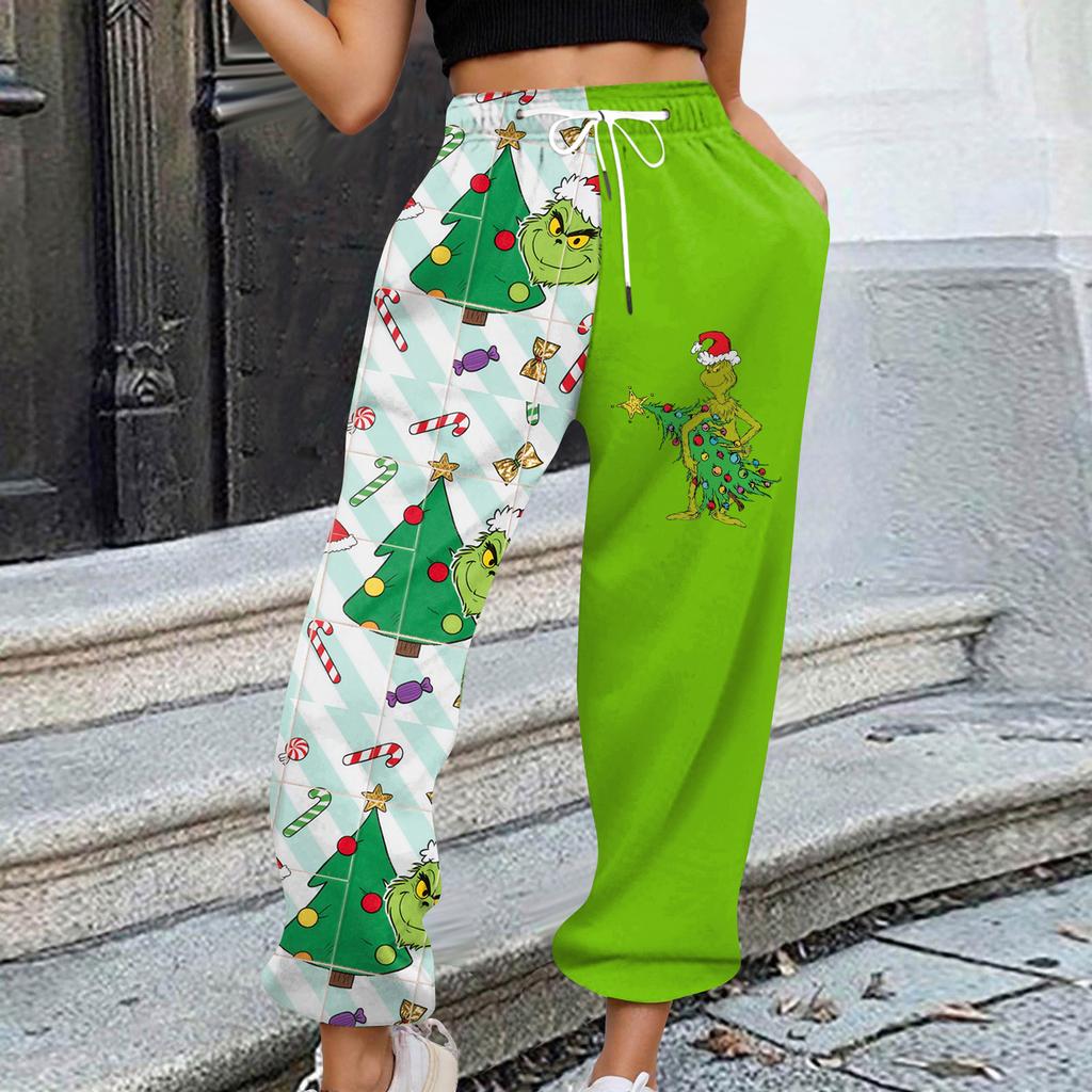 Women's Casual Fashion Christmas Printed Casual Sweatpants Elastic Waist Drawstring Pants