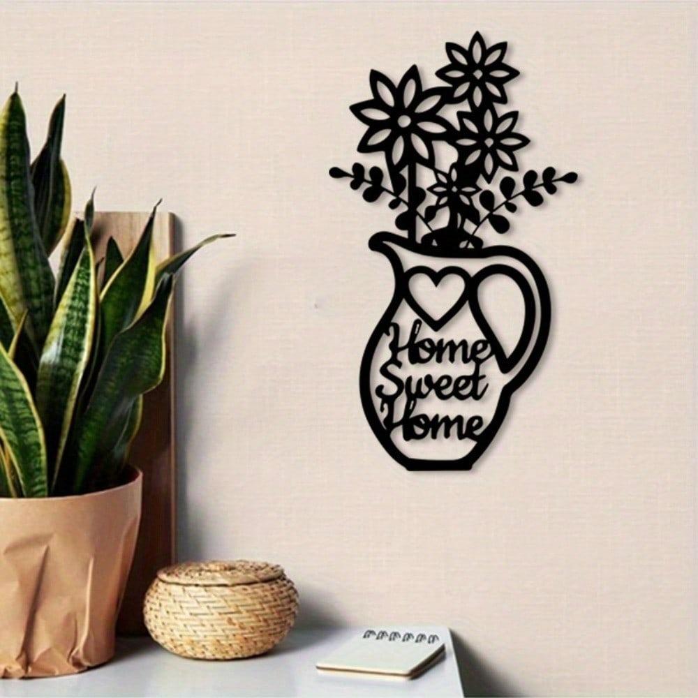 Iron Wall Art Home Sweet Home Sign Vintage Farmhouse Decor Metal Welcome Sign Floral Design Entryway Living Room Gift