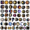 50Pcs Art Moon Sun Stickers Moon DIY Scrapbooking Phone Luggage Skateboard Waterproof Decals