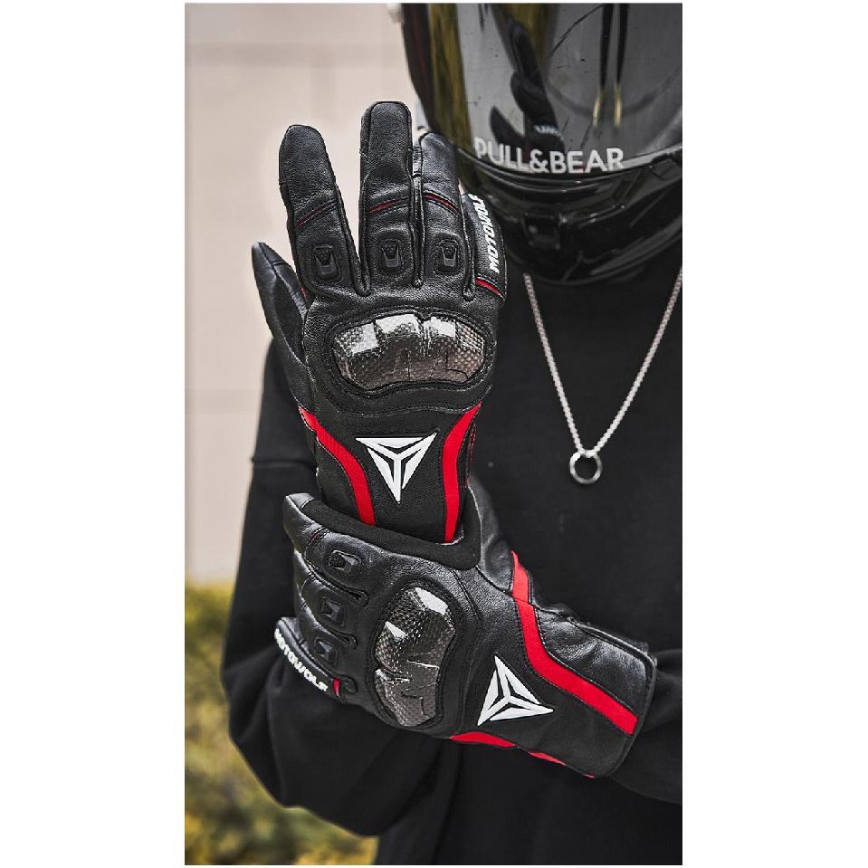 Motorcycle Gloves Leather Men Gloves Summer Cycling Motorbike Guantes Moto Motocross Bicycle Touch Screen Breathable Protective