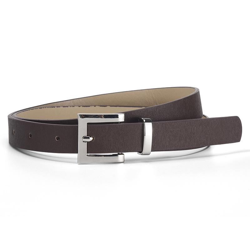 

Женский простой ремень премиум-класса с серебряной пряжкой для платья и джинсов, декоративный однотонный ремень для женщин 105*1.8 темно-коричневого