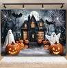 Halloween Photography Background Horror Night Moon Castle Ghost Pumpkin Bat Scary Spooky Kids Portrait Backdrop Photo Studio
