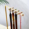 Brass Chinese Brush Pen Holder with Walnut Base Calligraphy Rest Ink Hanger 10 Needles Writing Brush Holder