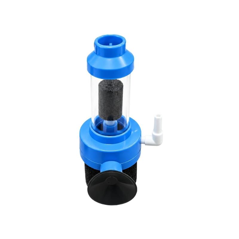 External-Pump Fish Filter with Suction-Cup Mount and Side Air Port for Clear Placement and Hose Attachment Inside