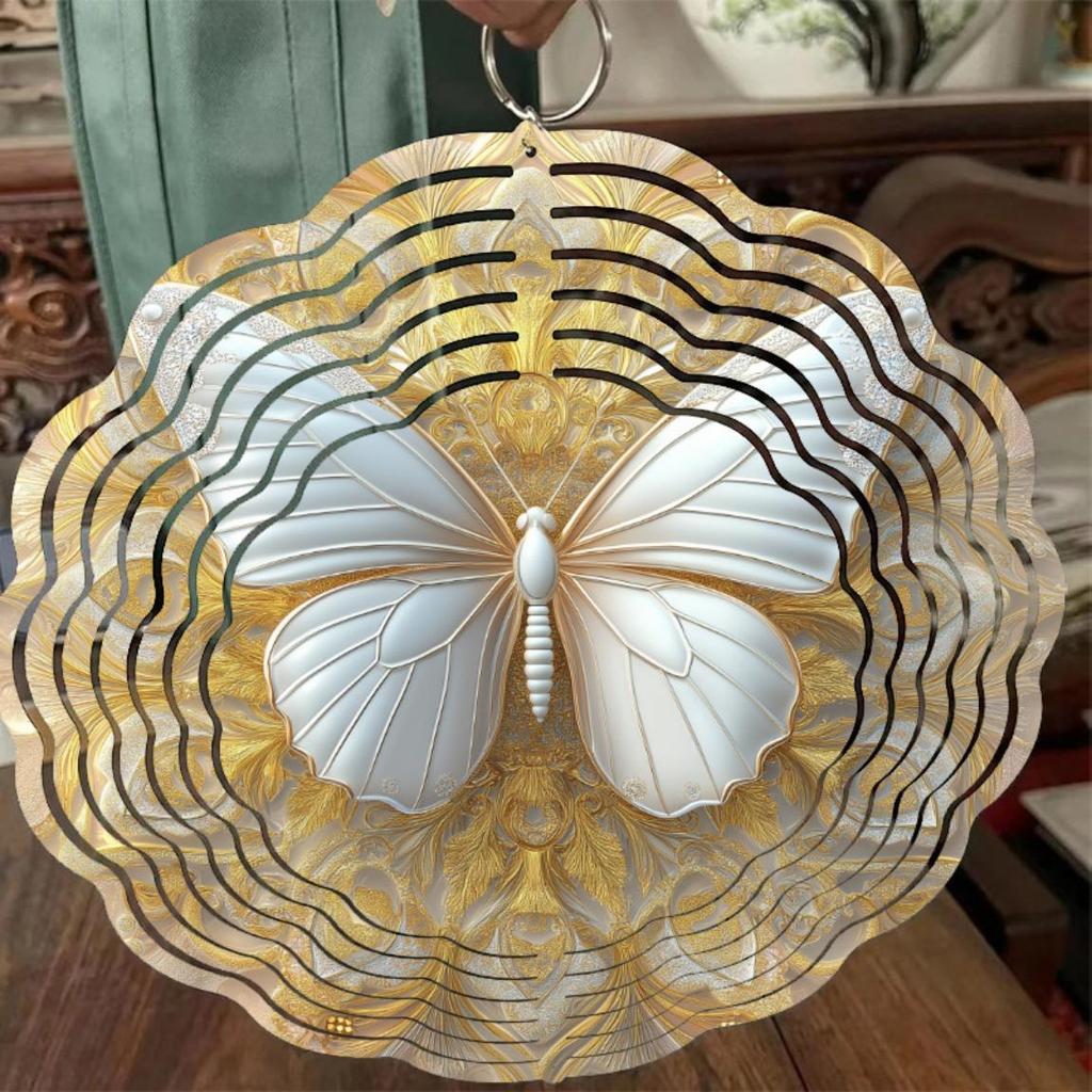 10 Inch Outdoor Wind Chime for Garden Patio and Spring Summer Decor Durable Metal Hanging Ornament with Rotating Design Easy Hook Installation