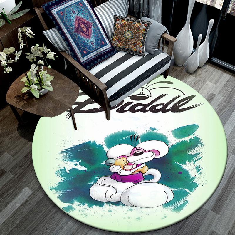 Diddl Pattern Round rug,Carpet Rug for Living Room Bedroom Playroom ,Non-slip Floor Mat,Holiday Gifts and Birthday Gifts.