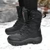 Warm Plush Snow Boots Men Lace Up Casual High Top Waterproof Winter Anti-Slip Ankle Army Work Boots