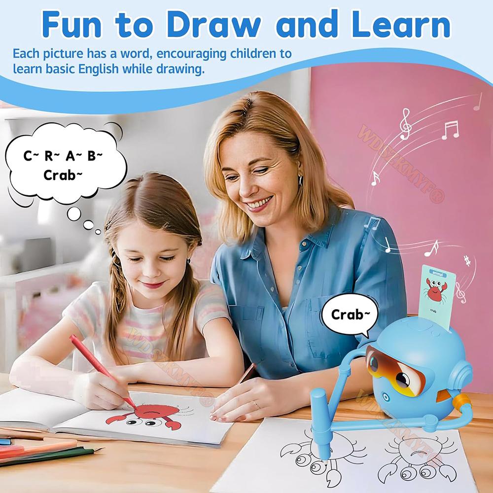 NEW Kids Drawing Robot with 100 Cards Interactive Educational Auto Drawing Robot for Boys Girls Preschool Learning