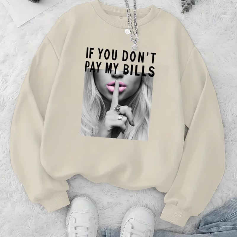 Trendy Printed Women s Crew Neck Sweatshirt, Dopamine Style & Loose Fit, Street Photography XXL бежевый