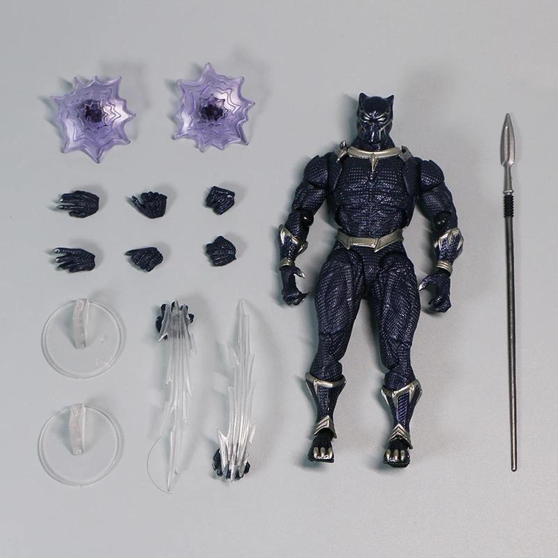 Amazing Yamaguchi Black Panther Action Figure Collection Model 15cm Kaiyodo Revoltech #030 Marvel T Challa Movable Figurine Toys